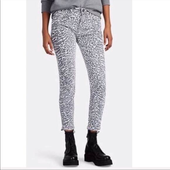 Current Elliott Grey & White Animal Print Stiletto Ankle Length Jeans Womens 25 - Picture 1 of 15